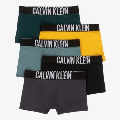 Boys Green Cotton Boxer Shorts (5 Pack)