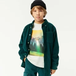 Boys Green Cotton Corduroy Shirt