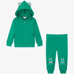 Boys Green Cotton Frog Tracksuit