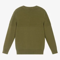Boys Green Cotton Knit Sweater
