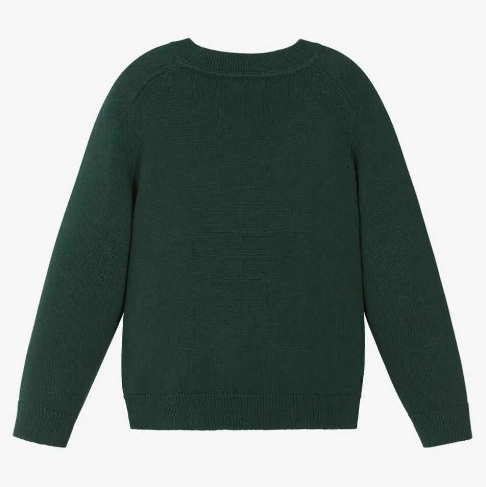 Boys Green Cotton Knit Sweater