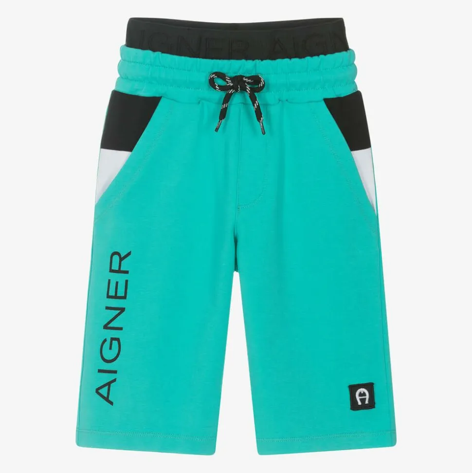 Boys Green Cotton Shorts