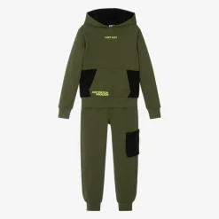 Boys Green Cotton Tracksuit