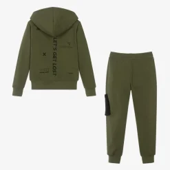 Boys Green Cotton Tracksuit