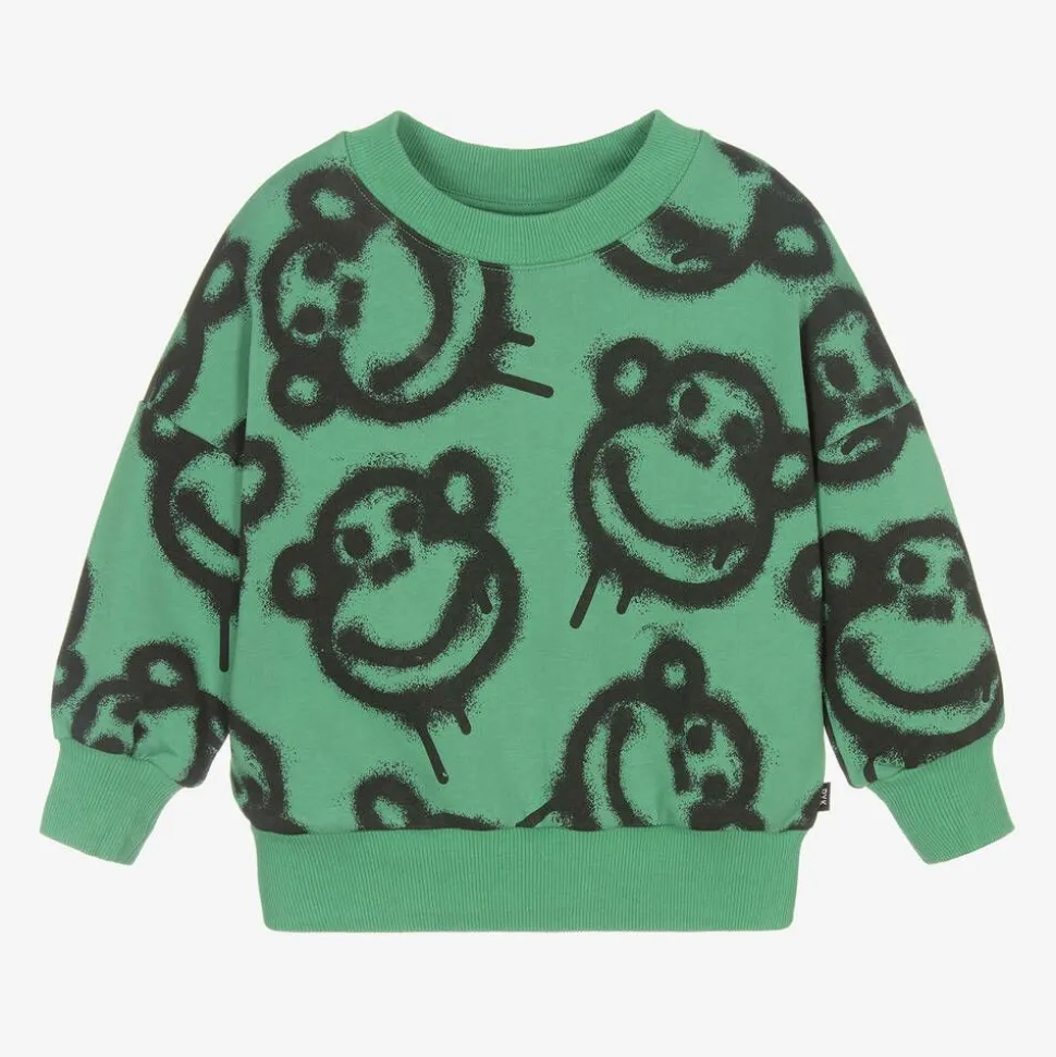 Boys Green Graffiti Monkey Sweatshirt