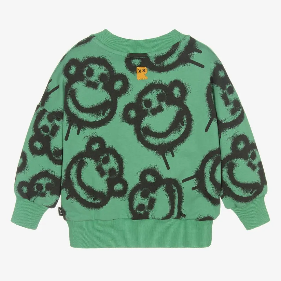 Boys Green Graffiti Monkey Sweatshirt
