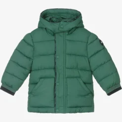 Boys Green Hooded Puffer Coat
