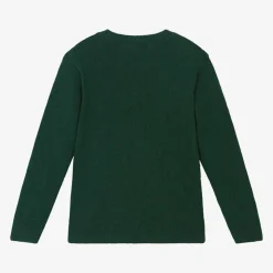 Boys Green Knitted Cotton & Wool Sweater