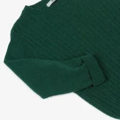Boys Green Knitted Cotton & Wool Sweater