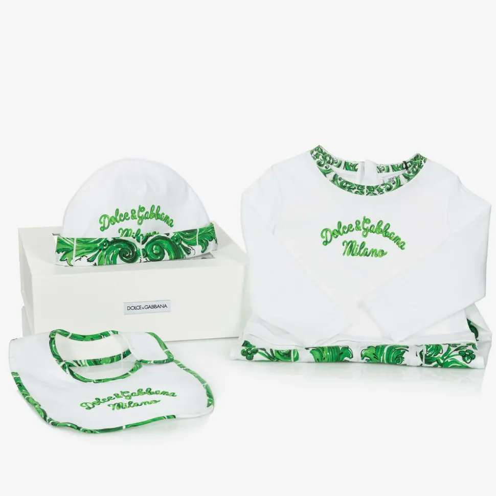 Boys Green Majolica Cotton Babysuit Set
