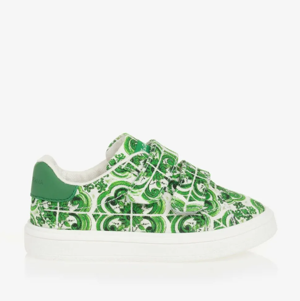 Boys Green Majolica Print Canvas Trainers