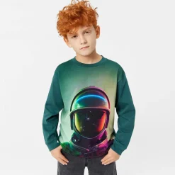 Boys Green Organic Cotton Astronaut Top