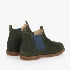 Boys Green Suede Leather Boots