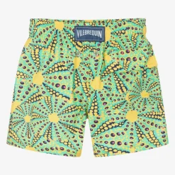 Boys Green Sun Print Swim Shorts