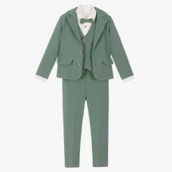 Boys Green Twill Suit