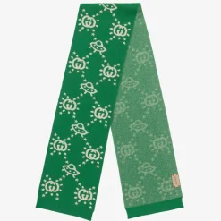 Boys Green UFO Wool Knit Scarf (145cm)