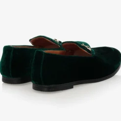 Boys Green Velvet Loafers