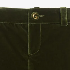 Boys Green Velvet Trousers