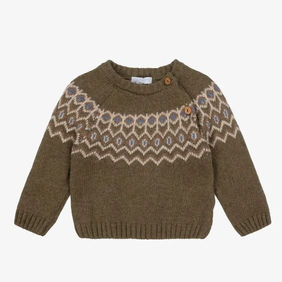 Boys Green Wool & Cashmere Sweater
