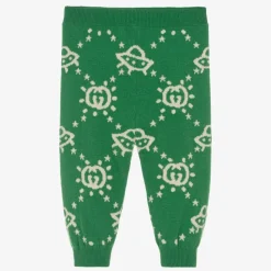 Boys Green Wool Interlocking G Trousers