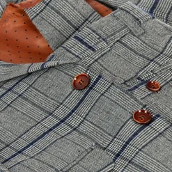 Boys Grey & Blue Check Suit
