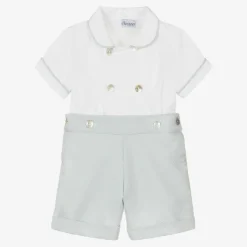 Boys Grey & White Cotton Buster Suit