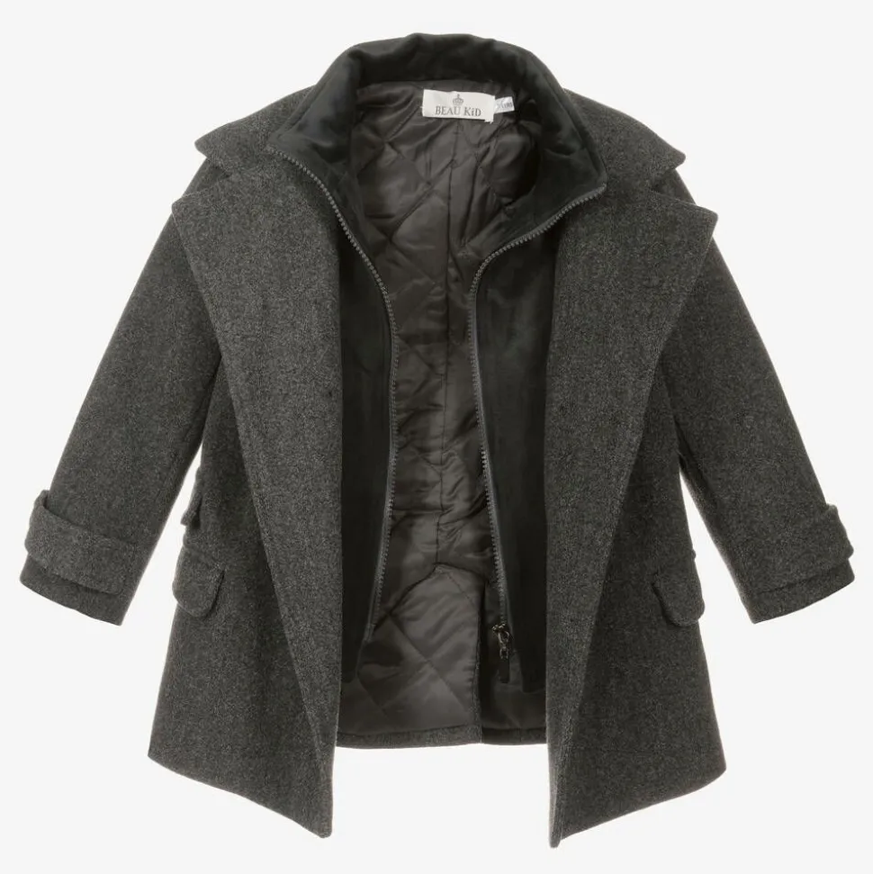 Boys Grey Coat & Hat Set