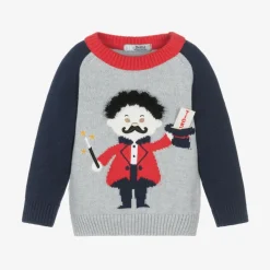 Boys Grey Cotton & Wool Circus Sweater