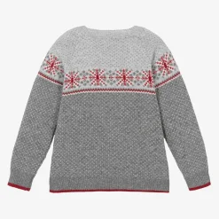 Boys Grey Cotton & Wool Knit Jumper