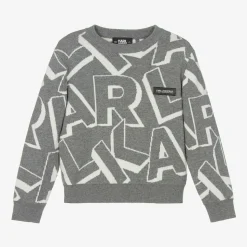 Boys Grey Cotton & Wool Knit Sweater