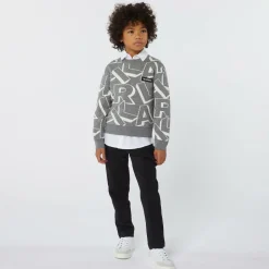 Boys Grey Cotton & Wool Knit Sweater