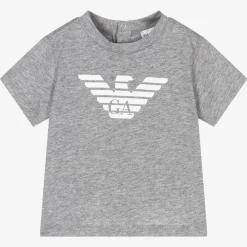 Boys Grey Cotton Eagle Logo T-Shirt
