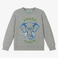 Boys Grey Cotton Elephant Sweatshirt