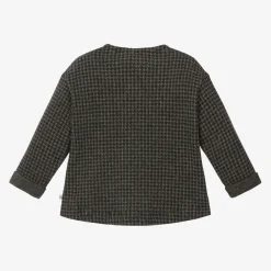 Boys Grey Cotton Houndstooth Top