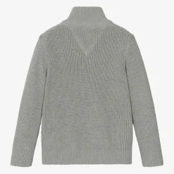 Boys Grey Cotton Knit Cardigan