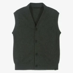Boys Grey Cotton Knit Waistcoat