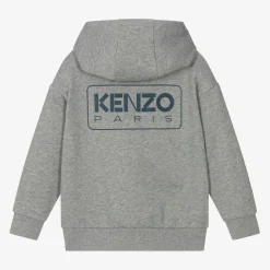 Boys Grey Cotton Zip-Up Hoodie