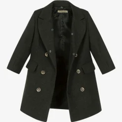 Boys Grey Faux Fur Trim Coat