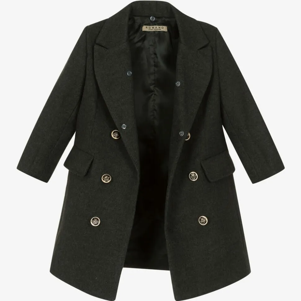 Boys Grey Faux Fur Trim Coat