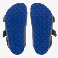 Boys Grey Faux Leather Buckle Sandals