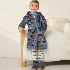 Boys Grey Fleece Dressing Gown