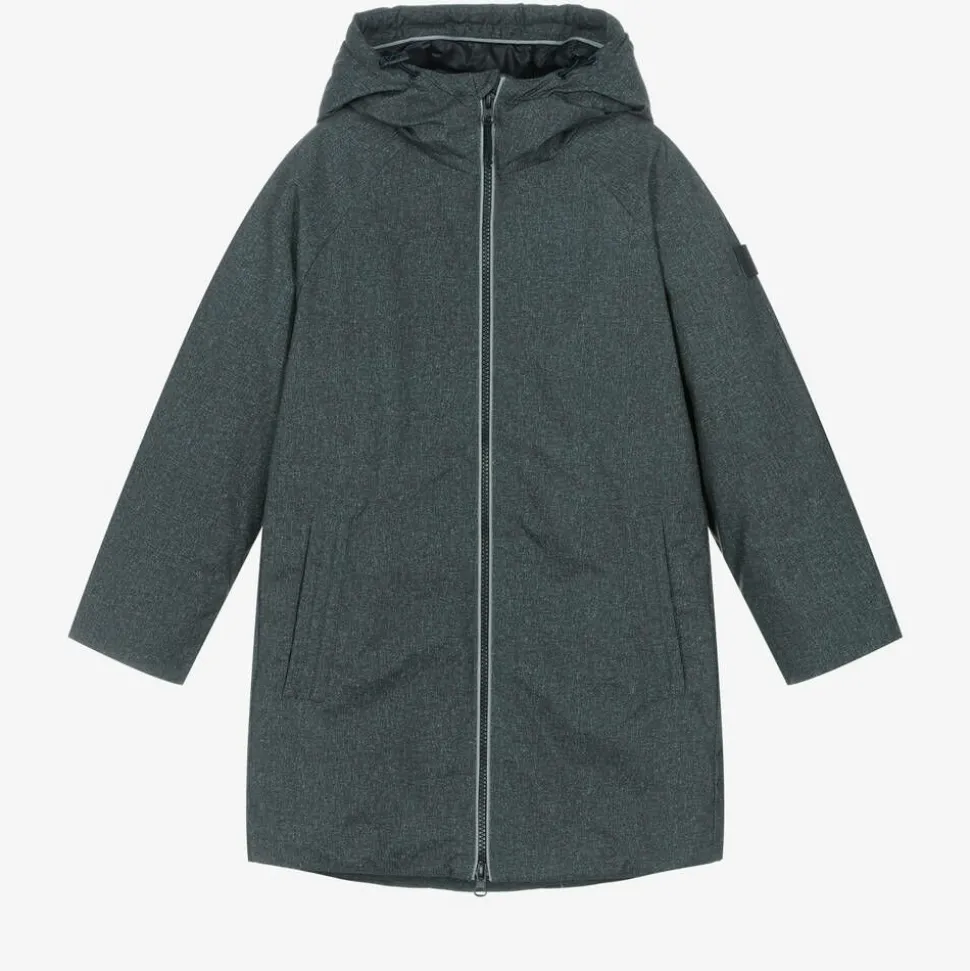 Boys Grey Hooded Parka Coat