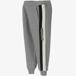 Boys Grey Logo Tape Cotton Joggers