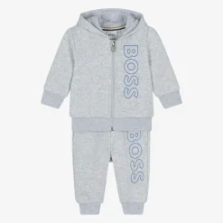 Boys Grey Marl Cotton Tracksuit