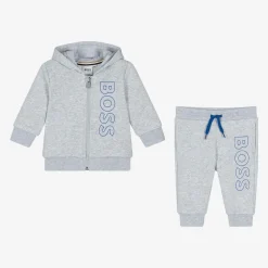 Boys Grey Marl Cotton Tracksuit