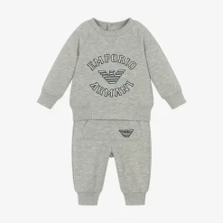 Boys Grey Marl Cotton Tracksuit