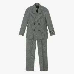 Boys Grey Monogram Logo Suit