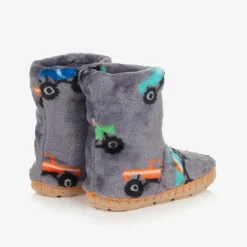 Boys Grey Monster Truck Slippers
