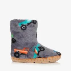 Boys Grey Monster Truck Slippers