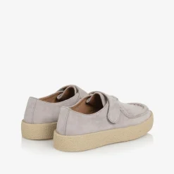 Boys Grey Suede Leather Loafers